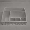 Paper Plate Dispenser, Paper Plate Holder for Kitchen Counter, Wood Rustic Silverware Utensil Caddy, Cutlery Flatware Organizer Box for Cups Spoons Forks Plates Napkins, Kitchen Accessories (White)