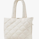 Puffer Tote Bag for Women, Lightweight Quilted Tote Bag with 15.6 Inch Compartment and Zipper for Work, Travel, Gym
