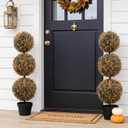 Hotop Fall Artificial Triple Ball Boxwood Topiary Tree 35.5" Porch Decor