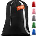 Handy Laundry Bag Shoulder Strap Extra Large - Drawstring Locking Closure, Durable Material, Heavy Duty Stitching, Hands Free Carrying - Perfect College Dorm (Black, 30" x 40")