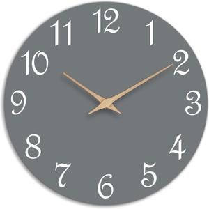 Mosewa Wall Clock Silent Non Ticking Decorative for Bedroom Bathroom Office Living Room Battery Operated Gray Wood Modern Simple(10 Inch)