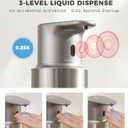 Automatic Liquid Soap Dispenser Touchless, 304 Stainless Steel Bottle Body &16.2oz/480ml Rechargeable, 3 Adjustable Liquid Levels, IPX7 Waterproof, for Kitchen Bathroom, Stainless Steel