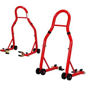 Garvee Motorcycle Stands Front and Rear, 900 LB Heavy Duty Front & Rear Wheel Lift Combo with U+L Adjustable Swingarm Spool, Universal Paddock Stands for Most Motorcycles, Red