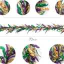 Bibelot 70 Inch Mardi Gras Purple and Green Glitter Garland, Mardi Gras Hanging Party Garland for Front Door Mantle Fireplace Carnival Party Indoor and Outdoor Decor