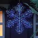 30’’ Christmas Snowflake Lights Outdoor, Pre-lit 240Pcs Blue LEDs Hanging Blue Snowflake Decoration for Home Indoor Outdoor Window Silhouette