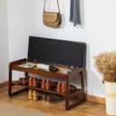 SOBIBO Solid Wood Shoe Rack Bench with Flip-Top Storage, Black, 31.5"