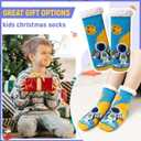 Kids Boys Fuzzy Slipper Socks Winter Soft Warm Thick Fleece Lined Plush Children Non Slip Home Socks (Blue)