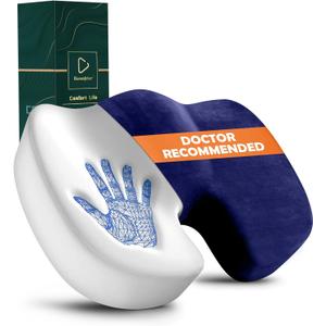 Seat Cushion for Office Chair Memory Foam Coccyx Pain Relief Cushion Pillow for Back Support Non-Slip Seat Pad for Office Desk (Blue)