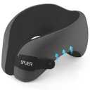 2in1 Ergonomic Memory Foam Travel Neck Pillow – Travel Pillow for All Sleep Positions on Flights, Road Trips, and Long Distance Travel with Drawstring Bag (Adjustable - Dark Gray & Black) Medium Size