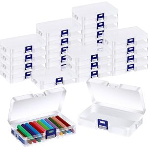 25 Pcs Plastic Crayon Box with Lid, Clear Crayon Organizer Crayon Holder Case Crayon Storage Containers for School Office Supplies Storage Organizer (25)