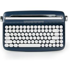 YUNZII ACTTO B303 Wireless Typewriter Keyboard, Bluetooth Connection, Cute Retro Aesthetic Design with Integrated Stand for Tablet, Phone, PC and Win/Mac/Android (B303, Midnight)