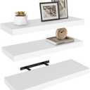 Vervida White Floating Shelves for Wall 24" W x 7.9" D x 1.5" H, Modern Style, for Living Room, Bedroom, Bathroom, Kitchen, Office, Storage, Display, with Invisible Brackets Wall Shelves(3 Pack), 24x7.9