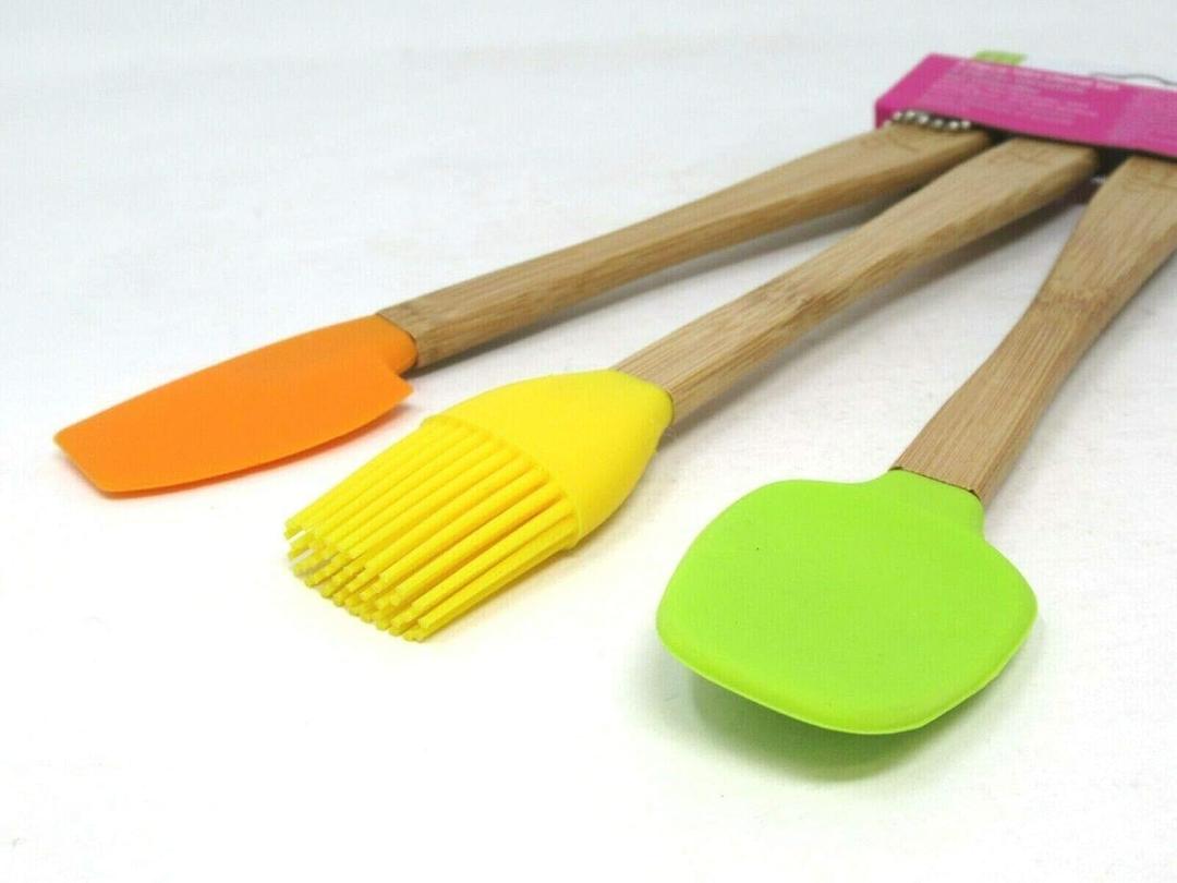 1765 - Kitchen 3 Piece Mini Utensil Set Silicone 8.25" Handles Multi Color  WQ14