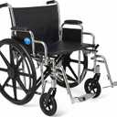 Medline Excel Extra-Wide Wheelchair with 22" Seat, Removable Desk-Length Arms, Swing-Away Footrests, and Chrome Frame - Bariatric, Premium Mobility Aid for Enhanced Comfort and Durability