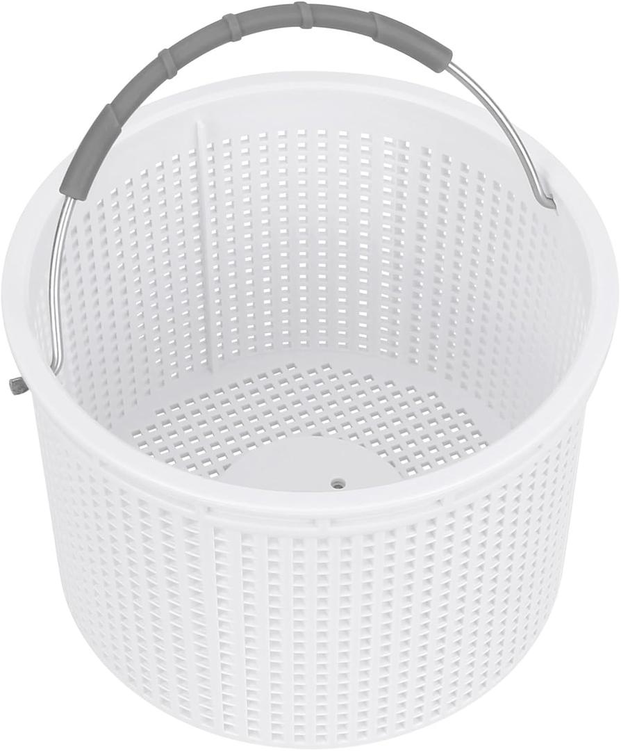 7'' Inground Pool Skimmer Basket Replacement Basket for Hayward Pool Filter Basket SP1082CA & SPX1082CA | Built-in Weight | with Stainless Steel Handle & Rubber Grip Fits Hayward Skimmer Basket