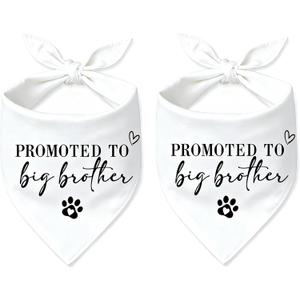 2 Pack Promoted to Big Brother Dog Bandana Baby Announcement Dogs Bandanas White Pregnancy Announcement Big Brother Bandana for Dog Pet Scarf Accessories for Pet Dog Lovers Gifts