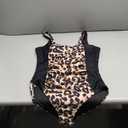 Women's One Piece Tummy Control Swimsuit Ruched Slimming Bathing Suit Color Block Swimwear (Medium, Black Leopard)