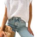 Womens Summer Crochet Tops Hollow Out Cap Sleeve Cover Up Tank Top Pullover Sweater Vest Beach Vacation Clothes (White). XL Size