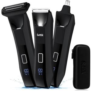 Manscape Body and Ball Trimmer for Men, 3-in-1 Pubic Groin & Nose Hair Trimmer, Ball Shaver & Body Groomer, Wet/Dry Electric Razors for Smooth Shaving, IPX7 Waterproof with Travel Case (Black)