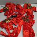 13 FT Christmas Bows Fence Decoration, 140LED Lighted Large Christmas Bows Decoration with 8 Mode and Timing Ornament for Party Front Door Fireplace(Red Black,Plaid Ribbon)