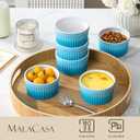 MALACASA Ramekins 8 oz Oven Safe, Large Ceramic Souffle Dishes for Baking & Serving, Stoneware Custard Cups Ramekin for Creme Brulee, Baking Bowls Set of 6, Blue, Series RAMEKIN-DISH