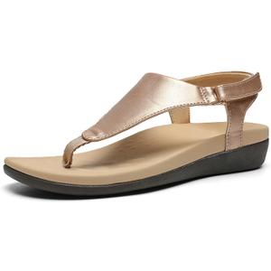 UTENAG Women's Arch Support Sandals Orthotic Adjustable Thong Flip Flops Shoes (8.5, Rose Gold)