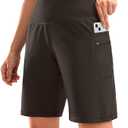 G Gradual Women's High Waisted 9" Bermuda Shorts with Zipper Pockets Athletic Workout Long Shorts for Women Knee Length, S