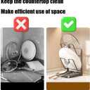 Kitchen Pot Lid Storage Rack, Pot Lid Holder While Cooking, Multifunctional Kitchen Pot Cover Organizer for Countertop, With Removable Drip Tray (Gray Double)