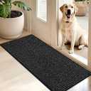 BEQHAUSE Dirt Trapper Door Mat 20" x 48", Non-Slip Washable Doormats Entrance Mat, Dirt Resistant and Absorbent Welcome Mat, Low Profile Floor Mats for Front Back Door and Entryway, Black