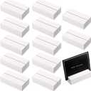 Zonon 12 Wood Place Card Holders - Table Number Stands for Wedding Party Events (White, 3 x 1.6 x 0.8 Inch)