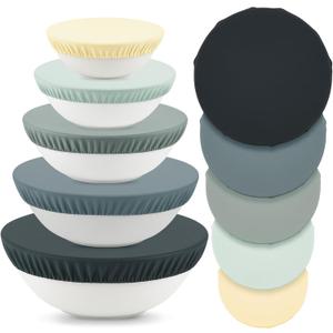 5 Pcs Beeswax Bowl Covers Reusable for Bread Proofing 5 Size Beeswax Elastic Cotton Bowl Covers for Fruits Food Storage(Green)
