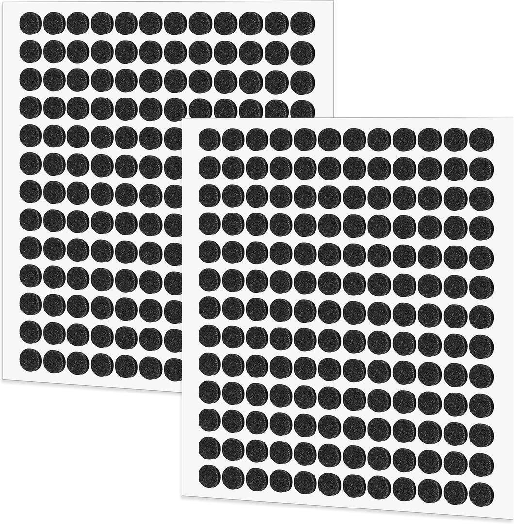 312Pcs Small Felt Pads for Coasters Bottom Dots 3/8" Felt Cabinet Door Bumpers Cushion Dots Adhesive Felts Furniture Pads Round Furniture Feet Floor Protectors for Chair Legs Hardwood Floors, Black