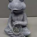 Goodeco Frog Statue with Solar Gazing Ball Lights - Zen Garden Statue for Outdoor Decor, Frog Gifts for Women & Moms, Housewarming Gifts (6.8"D x 5.7"W x 9.7"H)