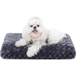 KSIIA Washable Dog Bed Deluxe Plush Dog Crate Beds Comfy Kennel Pad Anti-Slip Pet Sleeping Mat for Large, Jumbo, Small Dogs Breeds, 21" x 13", Dark Grey