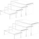 8 Pcs Acrylic Display Risers(8.5",8",7.5",7") ,Clear Product Stand,Cupcakes Holder Dessert Display Transparent Showcase Stands, Candy Bar Risers, Acrylic Lifts Display for Figures