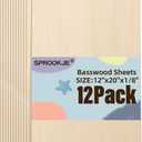 Basswood Sheets 12"x20"x1/8", 12 Pack