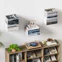 Floating Book Shelves for Wall, 6 Tier Invisible Floating Bookshelf, Vertical Spine Book Tower, Wall Mounted & Space Saving, Heavy Duty Metal Book Organizer for Home Office, 3 Pack White