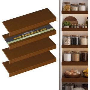 Bamboo Wire Shelf Covers, 34" W x 12" D, 4-Pack, Walnut