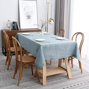 maxmill Lux Faux Linen Table Cloth with Slubby Texture Wrinkle Resistant Anti-Shrink Soft Tablecloth for Kitchen Dining Tabletop for Banquet Parties Event Dinner Rectangle 52 x 70 Inch Slate Blue (70" x 52" (Rectangular), Lux Slate Blue)