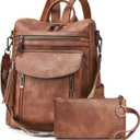 Shrrie Backpack Purse for Women Fashion Leather Backpack Purse Designer Travel Backpack Convertible Shoulder Bag with Wristlet (1 Two-toned Brown)