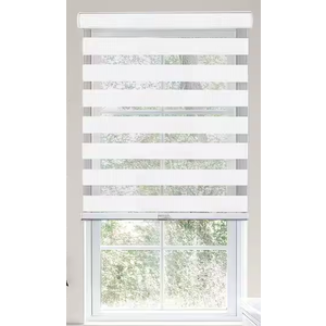 Basic Arctic Cordless Cut-to-Width Light Filtering Dual Layer Zebra Roller Shade 
50" W 