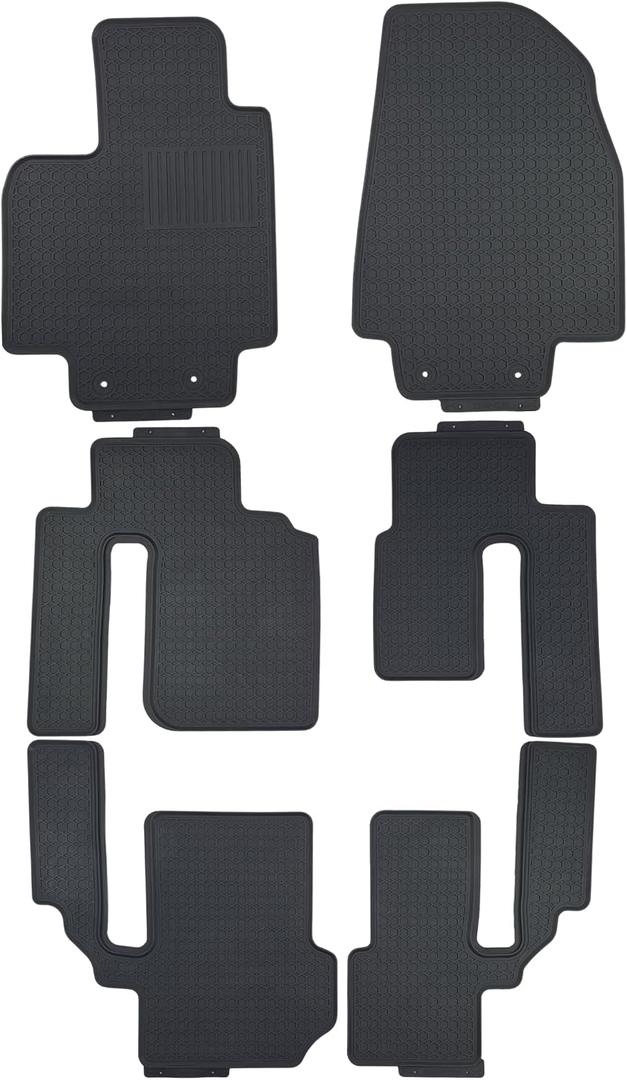 Custom-fit for 2008-2015 Mazda CX-9/ CX9 Floor Mats 3-Row All-Weather Rubber Floor Liners Heavy Duty Set (Black)