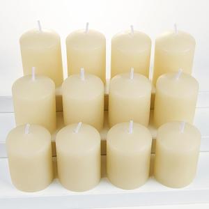 TELOSMA Natural Beeswax Candles Drippless - Smokeless Pure Beeswax Votive Candles - Mini Beeswax Pillar Candle for Home, Restaurants, Parties Decorations -Pack of 12, Off White
