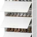 Shoe Rack, 9 Tier Shoe Storage Cabinet with Door 36 Pair Plastic Shoe Shelves Organizer for Closet, Entryway, Hallway, Bedroom, White