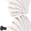 WINOMO Knobs and Pulls 2Pcs Seashell Knobs Nautical Door Handle, Ocean Cabinet Drawer Cupboard Pull for Kitchen Furniture Cabinet Wardrobe Cupboard Ceramic Cabinet Knobs