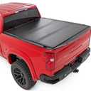 Rough Country Hard Tri-Fold Flip Up Truck Bed Tonneau Cover for Chevy Silverado & GMC Sierra 1500 (2019-2025) - Flush Aluminum Bed Cover, Fits 6'7 (79.4") Bed