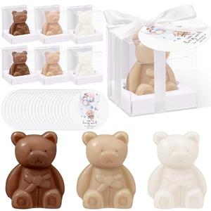 Geosar 36 Pack Wedding Favors Bear Soap Gift with Thank You Cards and Boxes for Baby Shower Decoration Guest Gift Engagement Party Bridal Favors Supplies(White Brown)