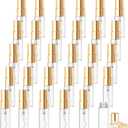 Cositina 30 Pack 3ml Fine Mist Atomizer Glass Bottle Mini Clear Spray Vials Empty Refillable Perfume Bottles with Gold Lids for Fragrance Scent Liquid Sample DIY Sprays