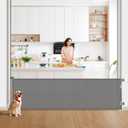 Retractable Baby Gate for Stairs 33 Height, Expands up to 118 Width Safety Gate for Infants, Toddlers, Dogs & Pets Easy Install, Secure Closure, Gray Mesh Design for Indoor & Outdoor Use