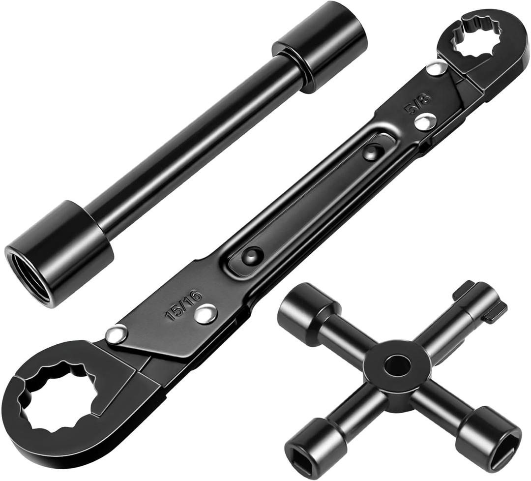 Ponpon Angle Stop Wrench Kit, Plumbing Tools, Angle-on Plumber Wrench for Quick And Hassle-Free Angle Stop And Supply Nut Installations